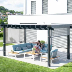 Pergola Yamba 14,6m² En Aluminium Anthracite Avec Store Rétractable - SOJAG -Jardin Fournitures Soldes pergola yamba 146m en aluminium anthracite et store retractable sojag 5