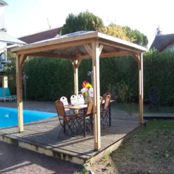 Kiosque Pool House En Bois Thermo Traité 12,32m² BLUETERM, Sans Parois - HABRITA -Jardin Fournitures Soldes pool house en bois thermo traite 1232m blueterm sans parois habrita 5