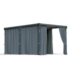 Rideaux En Polyester Gris Pour Pergola Martinique™ 5000 Et Milano™ 4300 - Palram - Canopia -Jardin Fournitures Soldes rideaux en polyester gris pour pergola et martinique 5000 et milano 4300 palram 3