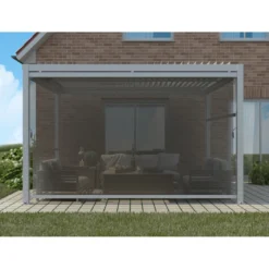 Store Latéral Gris Clair 370cm Pour Pergola Bioclimatique En Aluminium X-METAL -Jardin Fournitures Soldes store lateral gris clair 370cm pour pergola bioclimatique en aluminium x metal 3