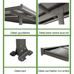 Toit De Terrasse 12,83m² Aluminium Anthracite Et Polycarbonate Habrita -Jardin Fournitures Soldes toit de terrasse 1283m aluminium anthracite et polycarbonate habrita 2