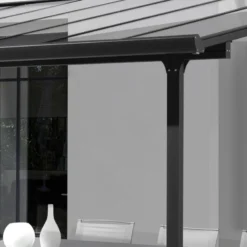 Toit De Terrasse 12,83m² Aluminium Anthracite Et Polycarbonate Habrita -Jardin Fournitures Soldes toit de terrasse 1283m aluminium anthracite et polycarbonate habrita 3