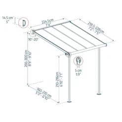 Toit De Terrasse 224x224cm En Aluminium Blanc Et Polycarbonate 6mm SIERRA - Canopia By Palram -Jardin Fournitures Soldes toit de terrasse 224x224cm en aluminium blanc et polycarbonate 6mm sierra palram 2