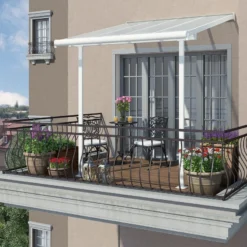 Toit De Terrasse 224x224cm En Aluminium Blanc Et Polycarbonate 6mm SIERRA - Canopia By Palram -Jardin Fournitures Soldes toit de terrasse 224x224cm en aluminium blanc et polycarbonate 6mm sierra palram 4