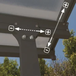 Toit De Terrasse 300x730cm En Aluminium Gris Et Polycarbonate 8mm FERIA - Canopia By Palram -Jardin Fournitures Soldes toit de terrasse 300x730cm en aluminium gris et polycarbonate 8mm feria palram 4