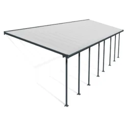 Toit De Terrasse 300x1035cm En Aluminium Gris Et Polycarbonate 8mm FERIA - Canopia By Palram -Jardin Fournitures Soldes toit de terrasse 3x1035m en aluminium gris et polycarbonate 8mm feria palram 2