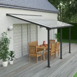 Toit De Terrasse En Aluminium Gris 3x4,25m Et PC 16mm Olympia - Palram - Canopia