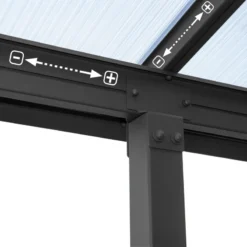 Toit De Terrasse En Aluminium Gris 3x4,25m Et PC 16mm Olympia - Palram - Canopia -Jardin Fournitures Soldes toit de terrasse en aluminium gris 3x425m et pc 16mm olympia palram 5