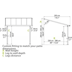 Toit De Terrasse En Aluminium Gris 3x9,71m + PC 16mm Olympia - Palram - Canopia -Jardin Fournitures Soldes toit de terrasse en aluminium gris 3x971m pc 16mm olympia palram 5