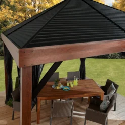 Tonnelle De Jardin Valencia 363x363cm En Aluminium Aspect Bois – SOJAG -Jardin Fournitures Soldes tonnelle de jardin valencia 363x363cm en aluminium aspect bois sojag 3